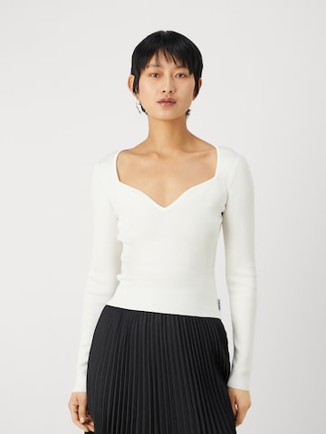 HUGO Πουλόβερ 'Satch' σε λευκό: μπροστά