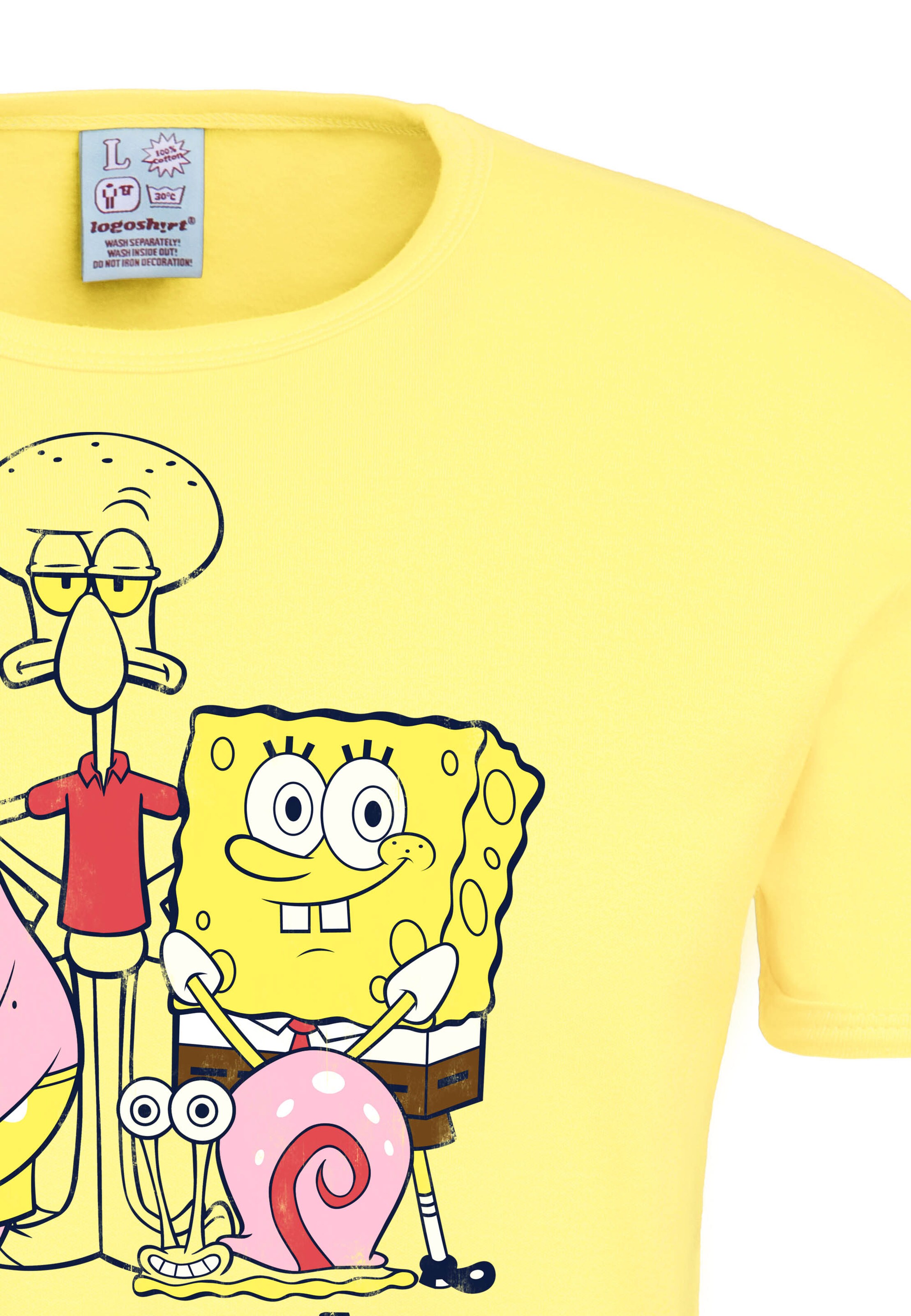 LOGOSHIRT Cooles T-Shirt mit Spongebob-Print in Gelb