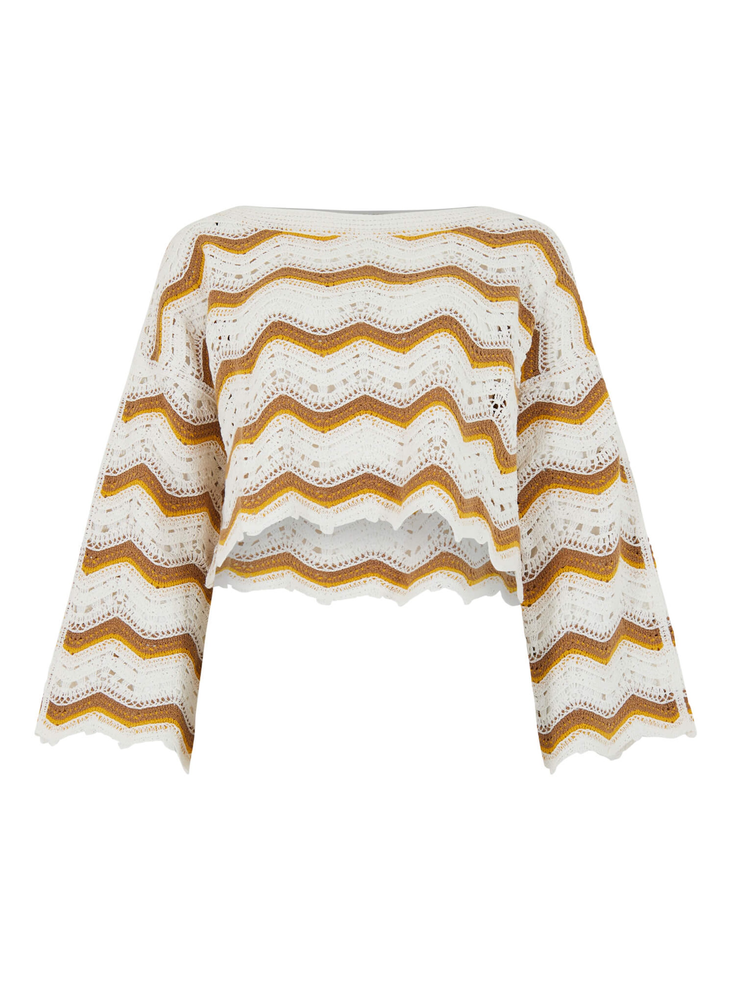 Apricot Knitted Top in Beige: front