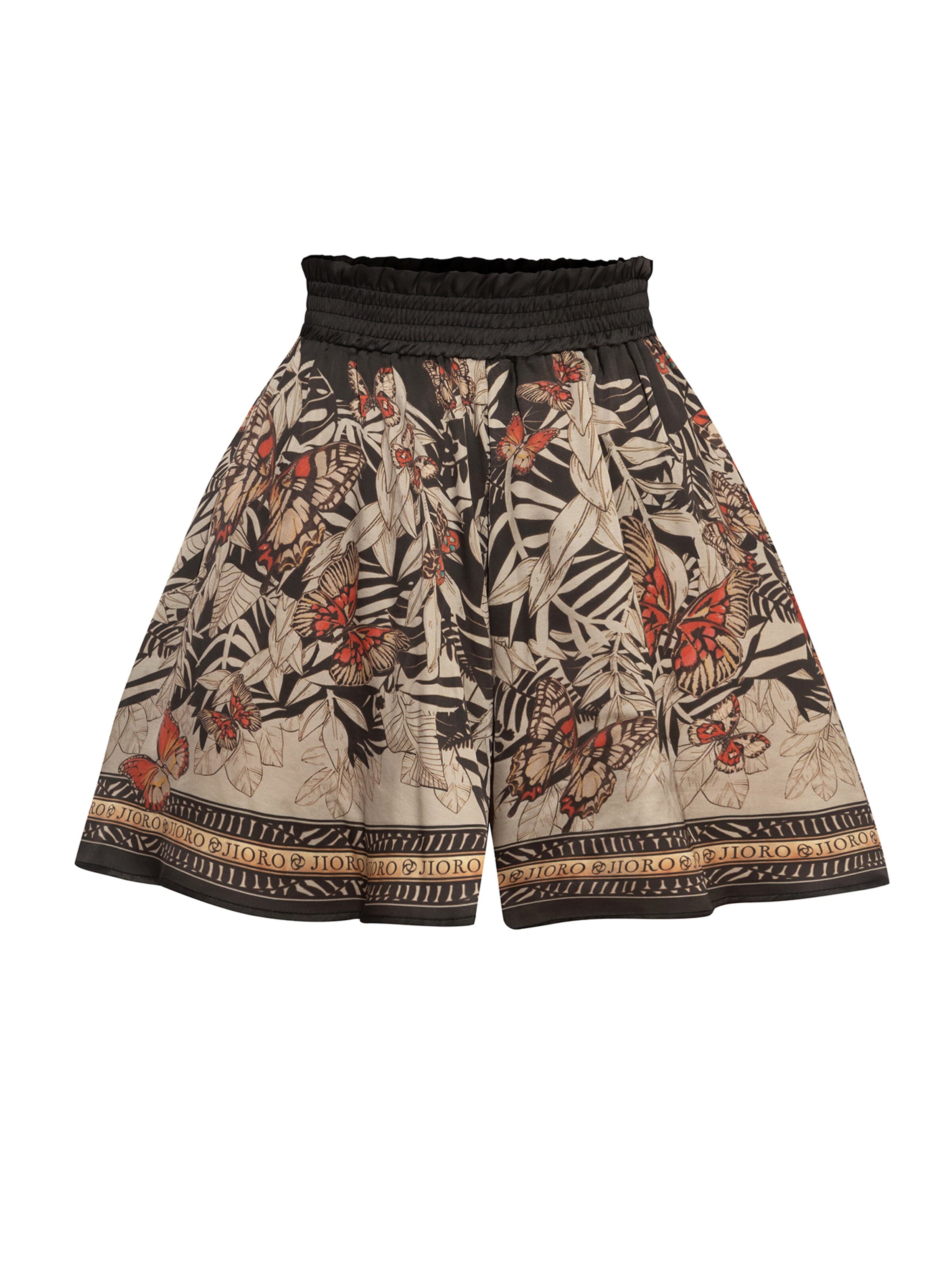 JIORO Flared Pants 'MIDNIGHT BUTTERFLIES' in Mixed colors: front