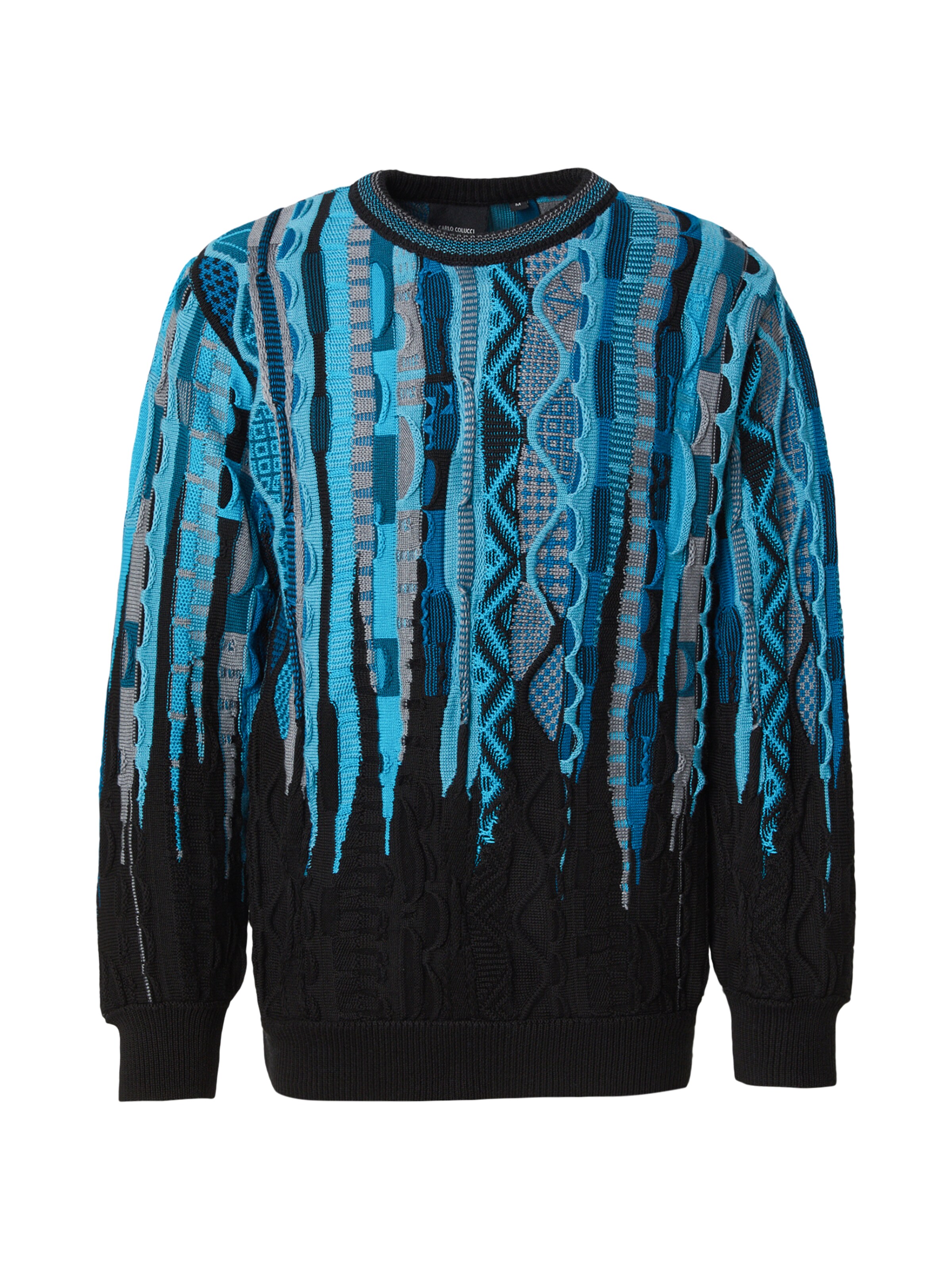 Carlo Colucci Džemperis, krāsa - tirkīza / baložzils / melns, Preces skats