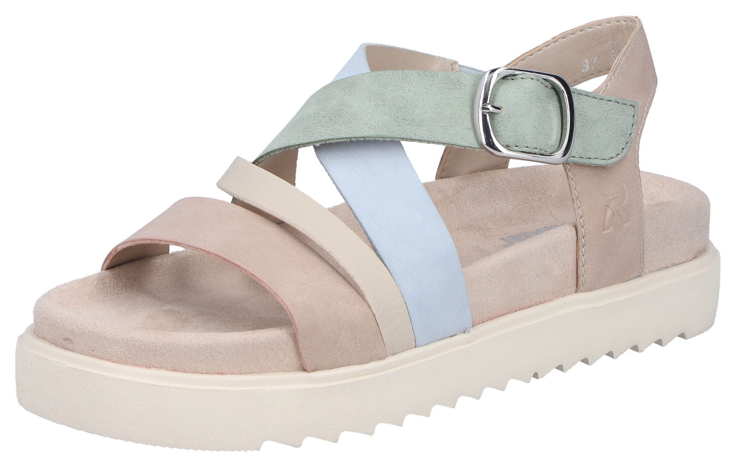 Sandales à lanières Rieker en beige : devant
