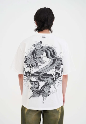 Ed Hardy T-Shirt 'Drag Battle' in Weiß: Vorderseite