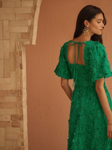 Robe love & roses en vert