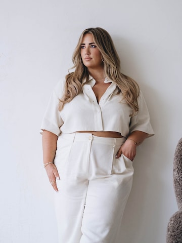 CITA MAASS Wide leg Bandplooibroek in Beige