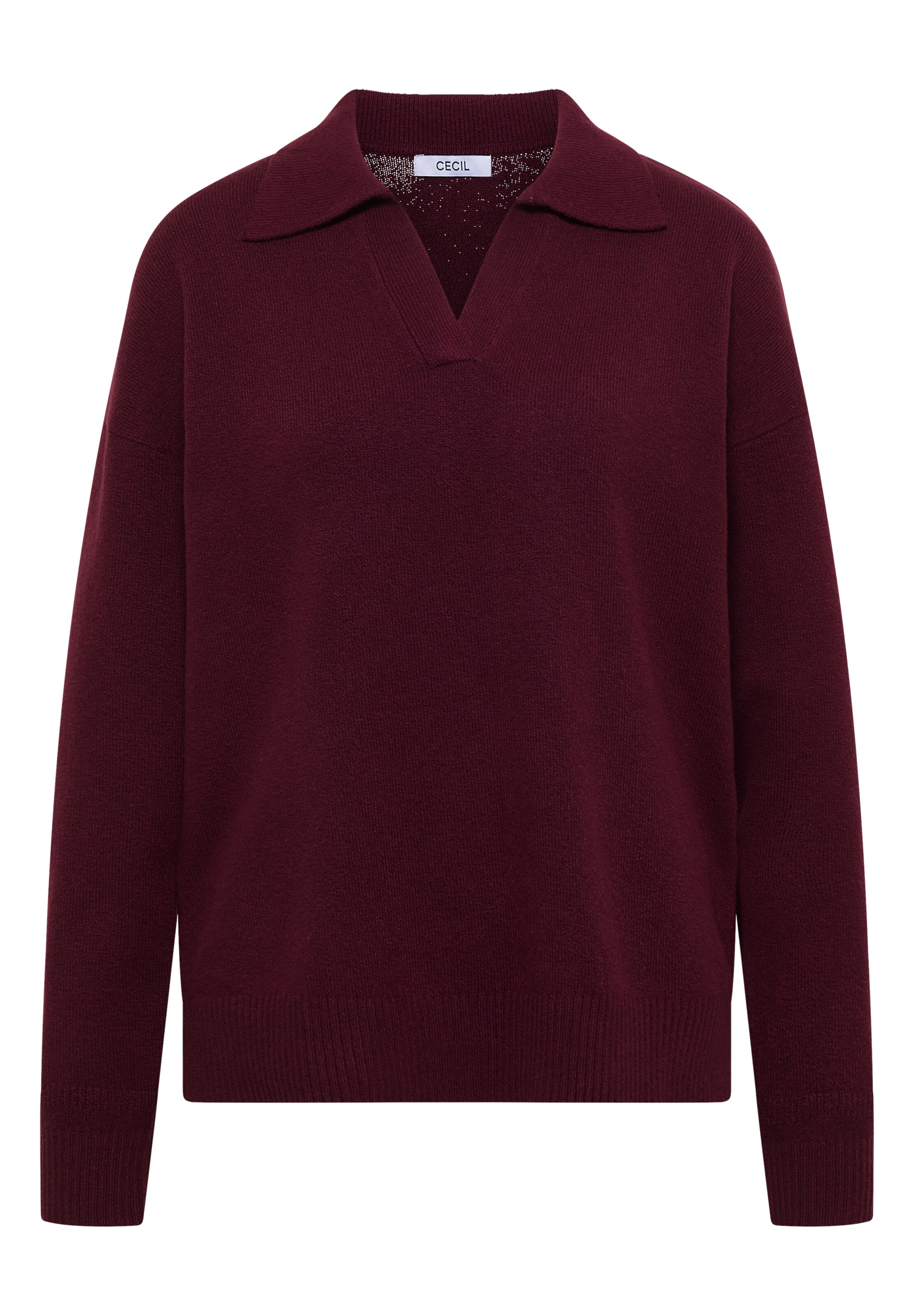 CECIL Langarm Pullover mit Polokragen in Rot: Vorderseite