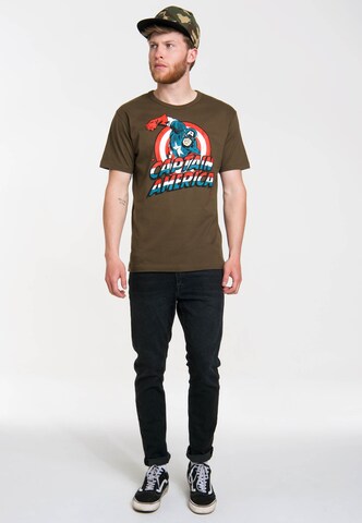 LOGOSHIRT T-Shirt 'Captain America' in Grün