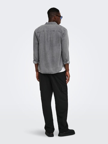 Only & Sons Regular fit Button Up Shirt 'ONSOrson' in Grey