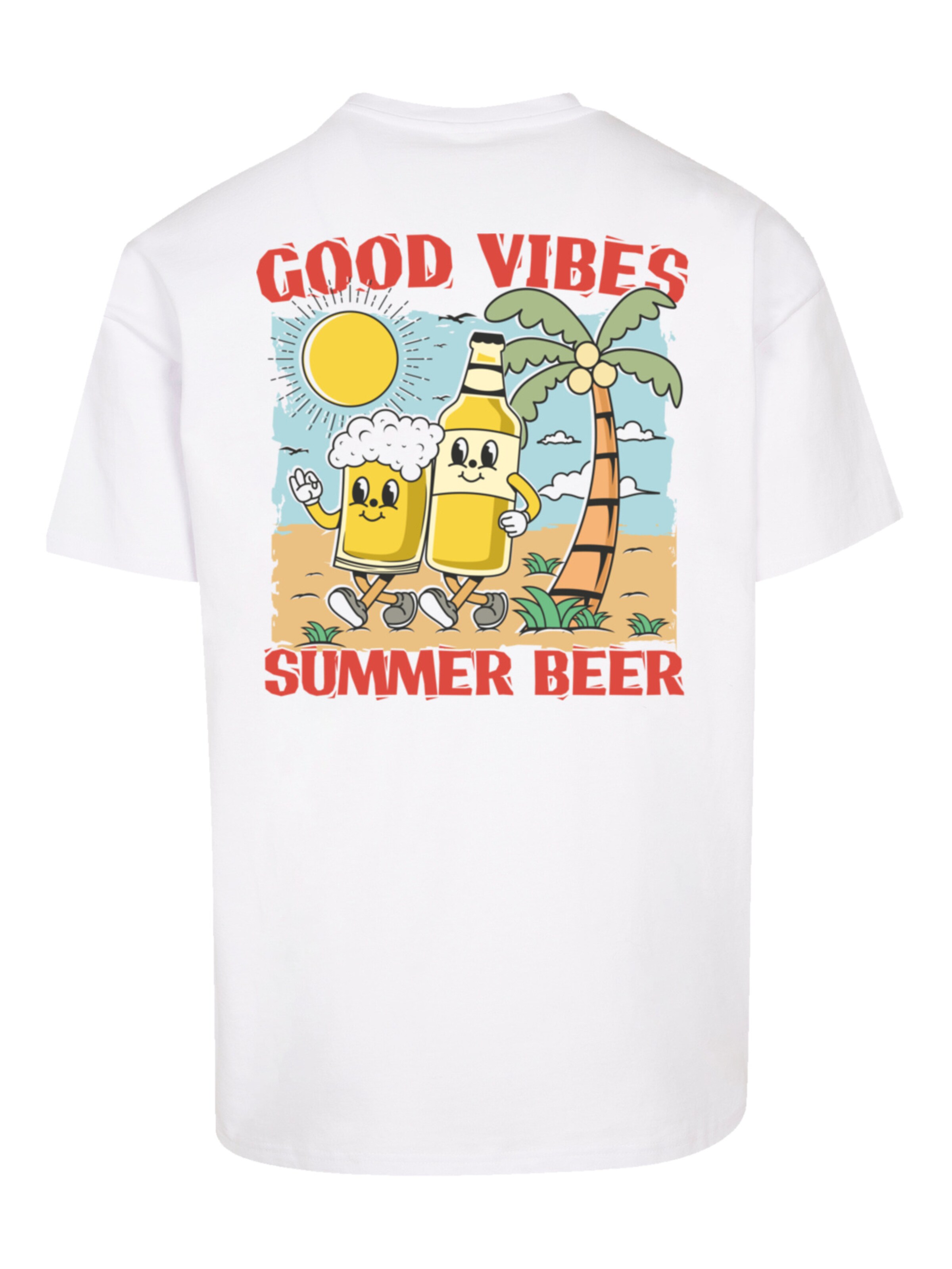 F4NT4STIC Shirt 'Summer Time Vintage Beer Cartoon' in White: front