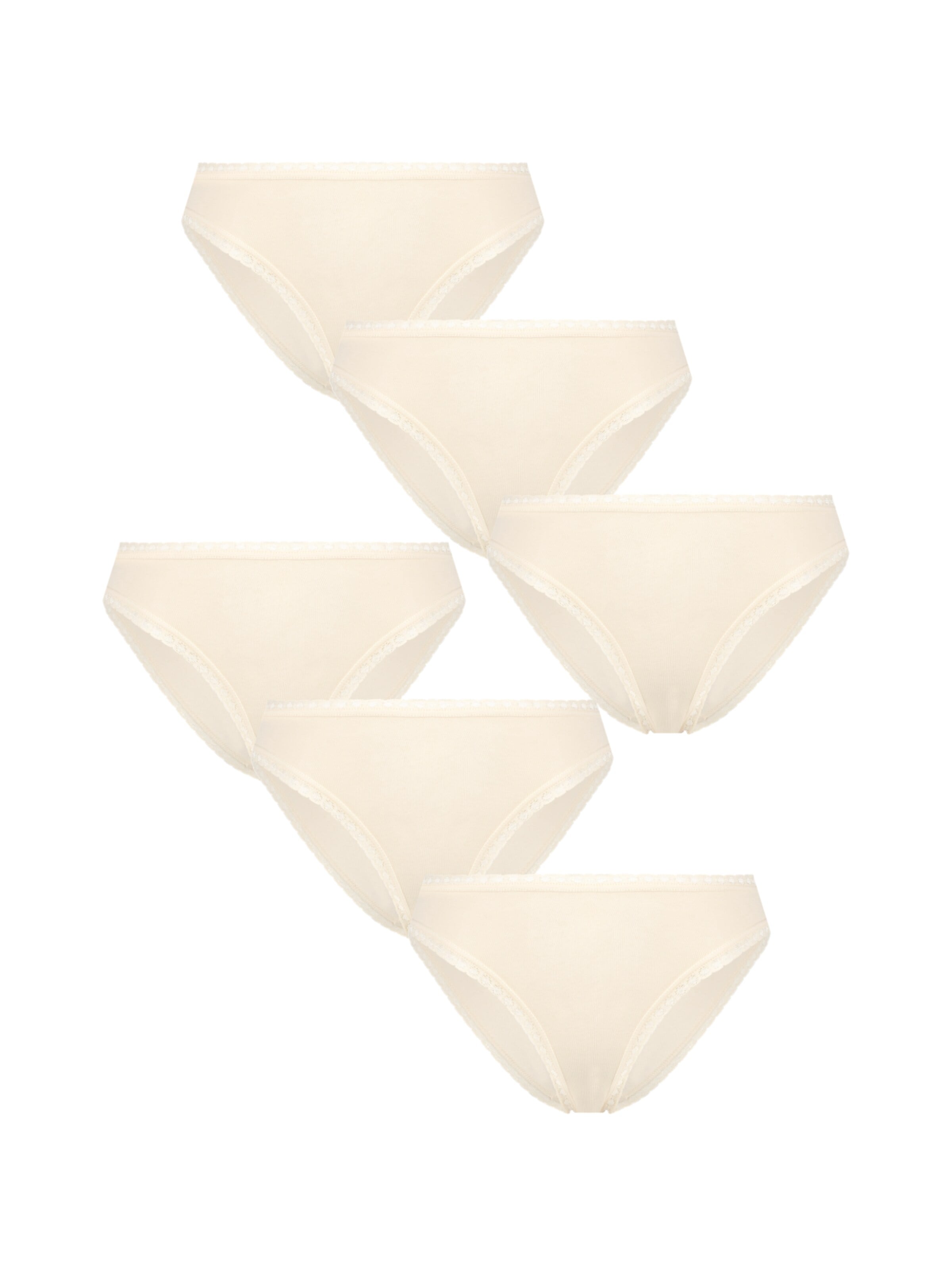 Albero Natur Panty 'Bio-Baumwoll-Slip mit Spitze – 6er Pack' in White: front