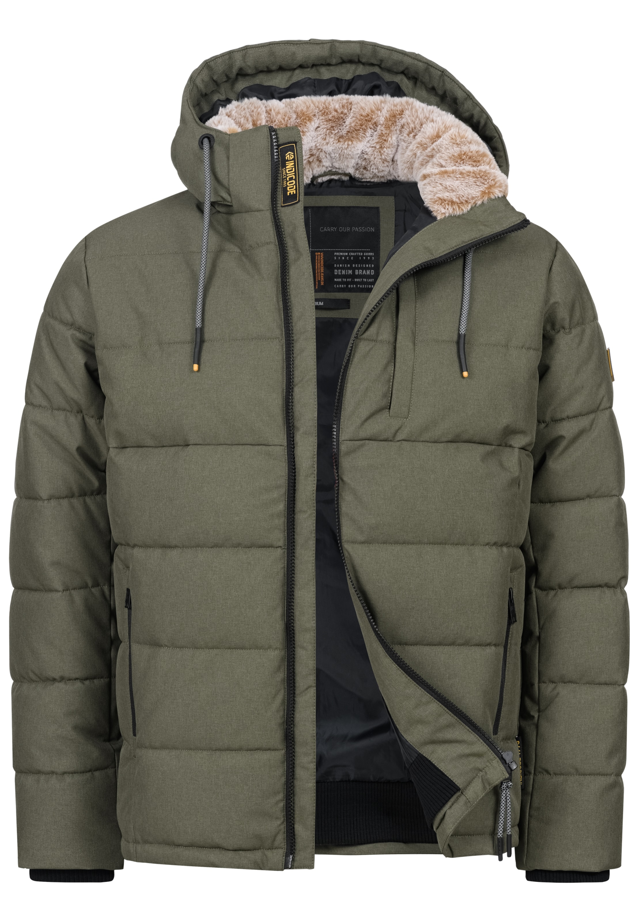 INDICODE JEANS Winterjas 'Hebero' in Groen: voorkant