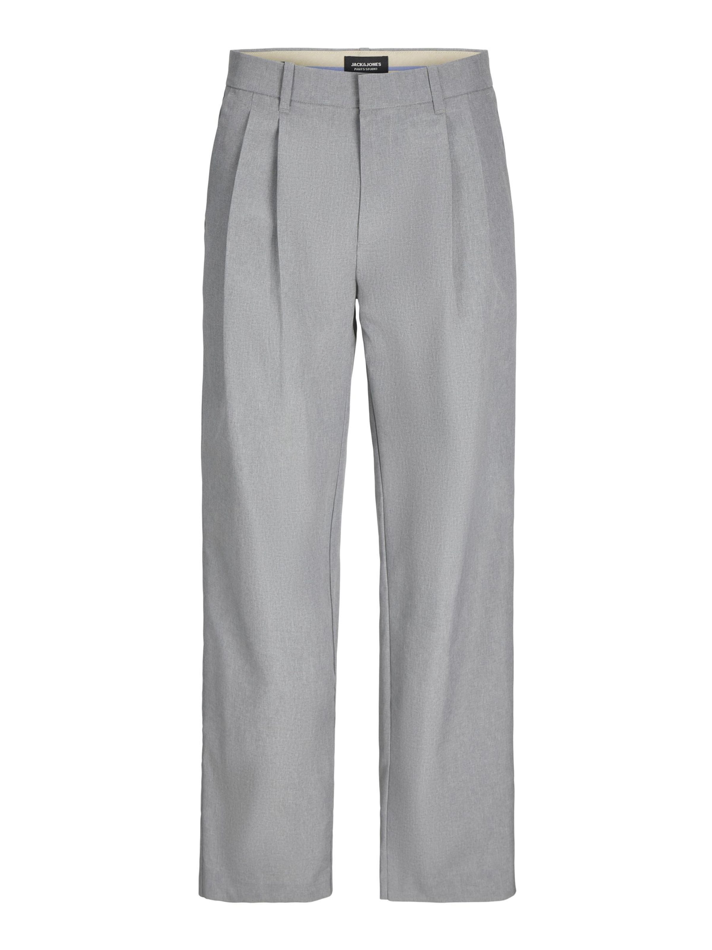 JACK & JONES Wide Leg Lærredsbukser 'JPSTBill JJDaytona' i grå: forside