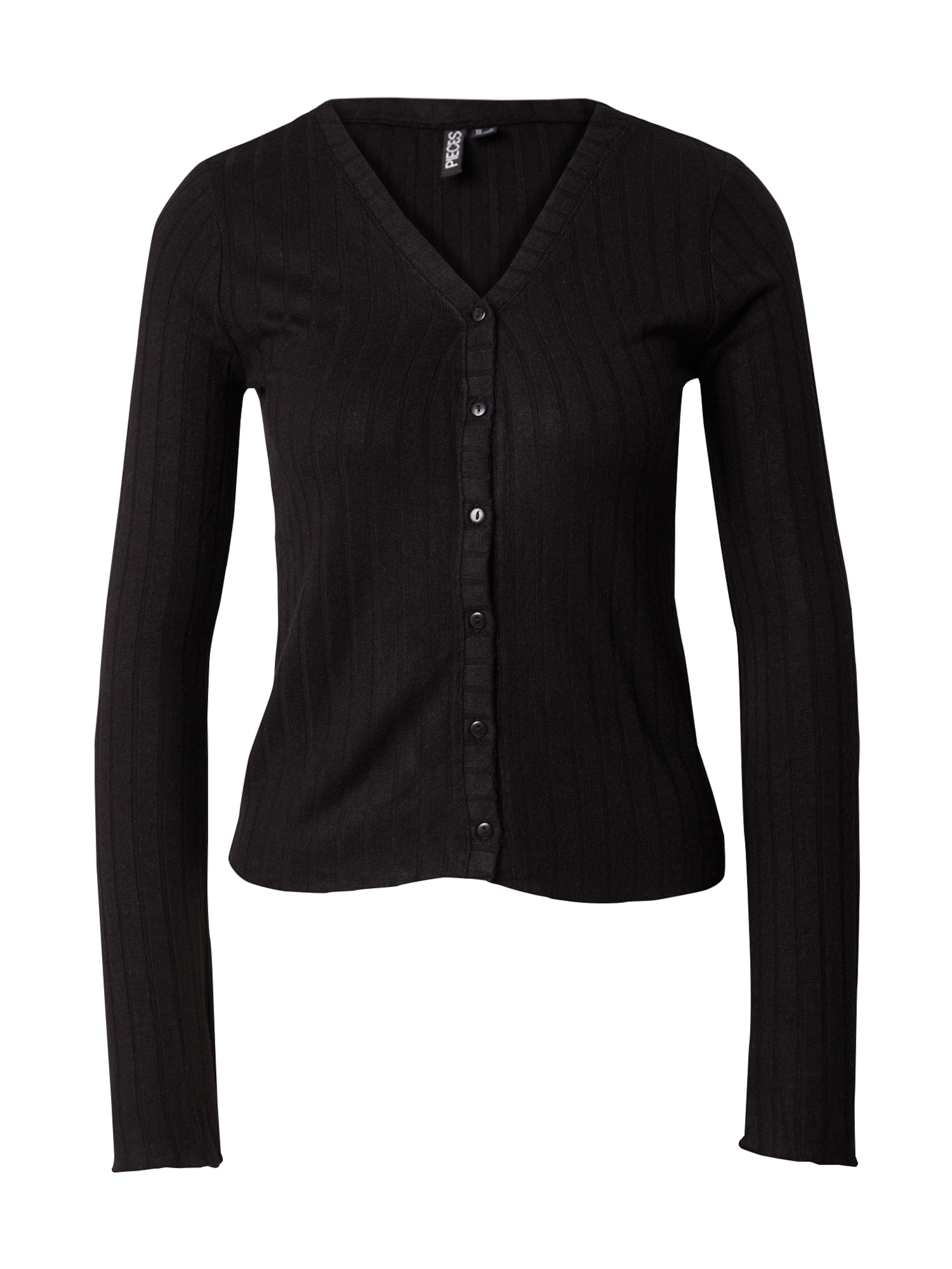 PIECES Knit Cardigan 'PCIris' in Black: front