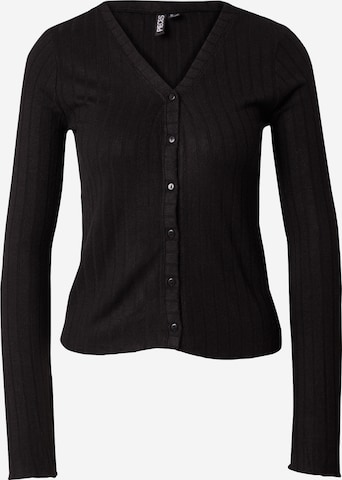 PIECES Strickjacke 'PCIris' in Schwarz: Vorderseite