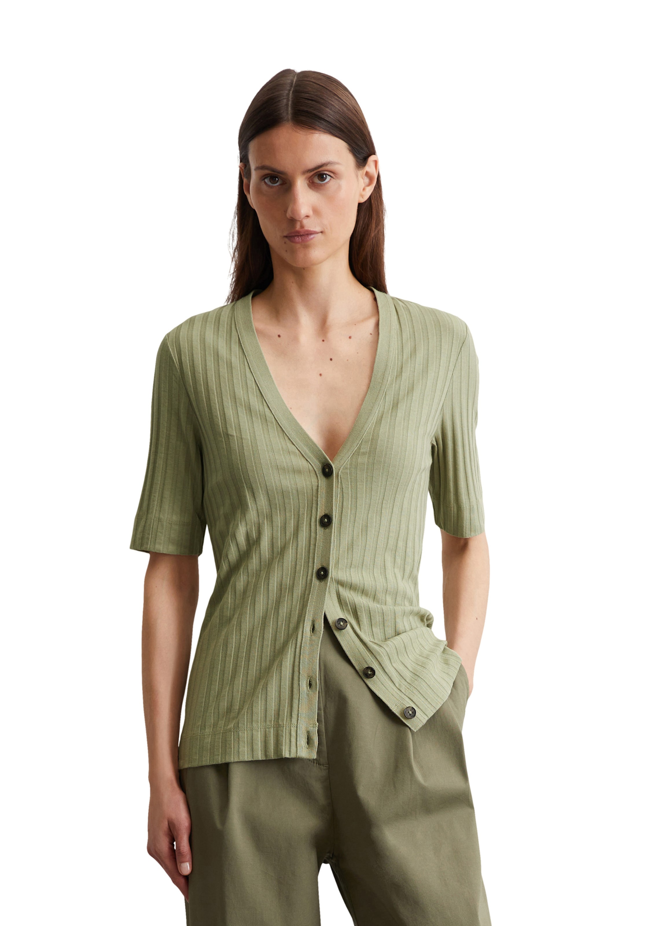 Marc O'Polo Knit Cardigan in Green: front