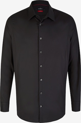 HECHTER PARIS Regular fit Zakelijk overhemd 'Xtension' in Zwart: voorkant