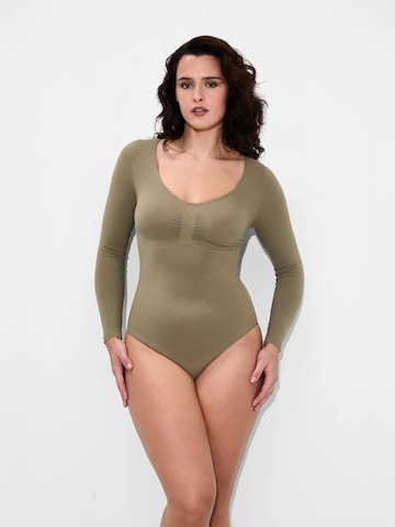 creamy Shapingbody 'Sculpting Shapewear Longsleeve mit Slip' in Grün: Vorderseite