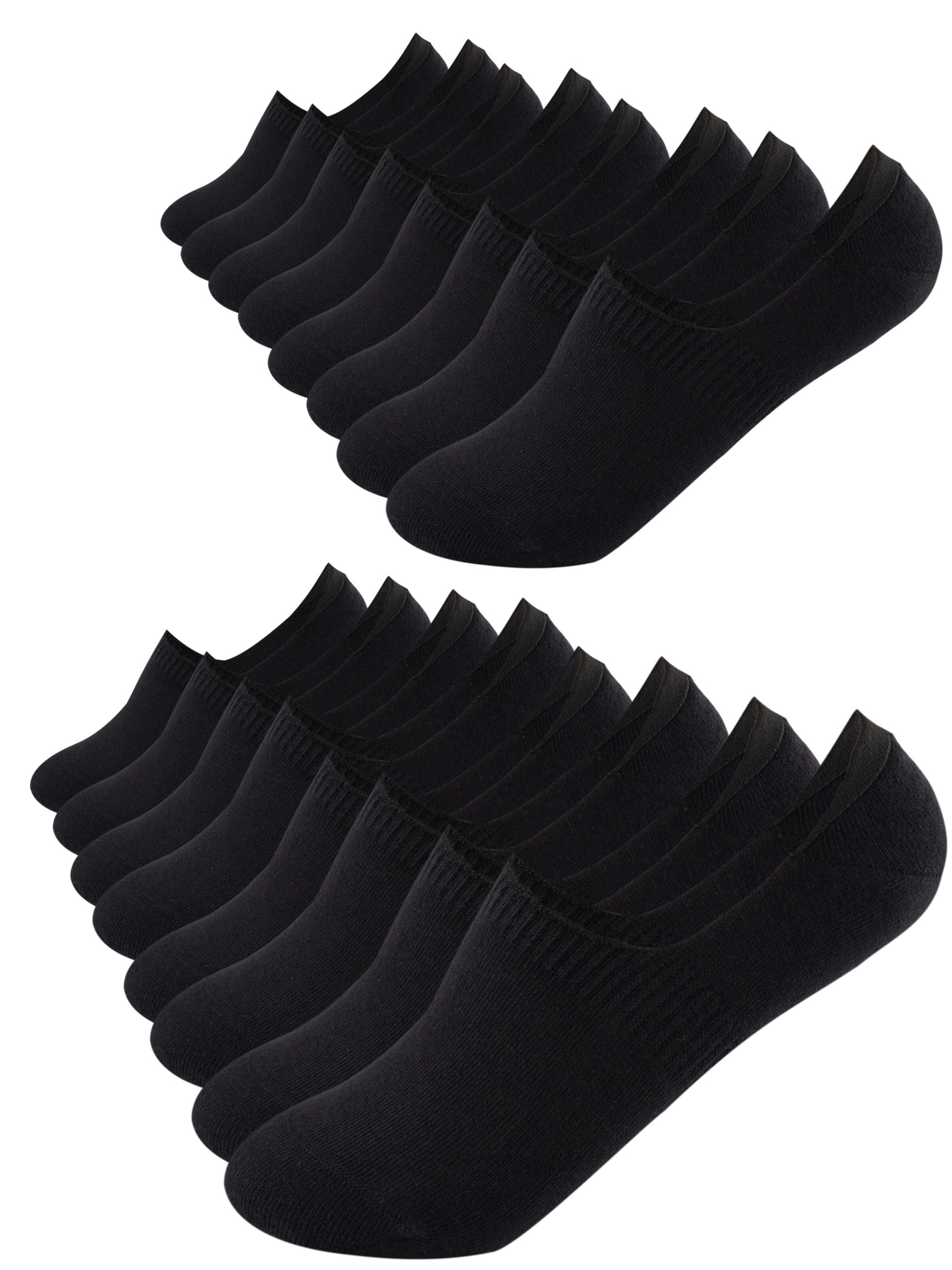 footnote Ankle socks 'Footnote Füßlinge - unsichtbare Low Cut Sneakersocken mit Silikon - 8 Paar' in Black: front