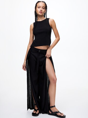 Pull&Bear Wide leg Broek in Zwart