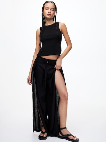 Pull&Bear Wide Leg Hose in Schwarz