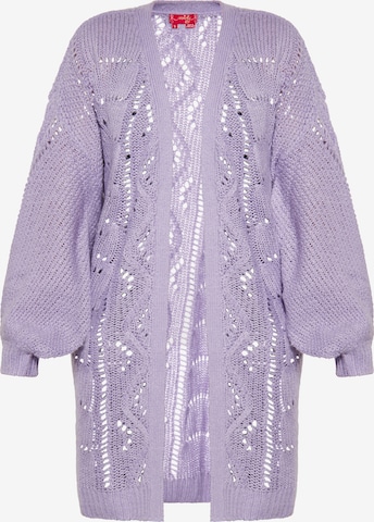 swirly Knit Cardigan in Purple: front