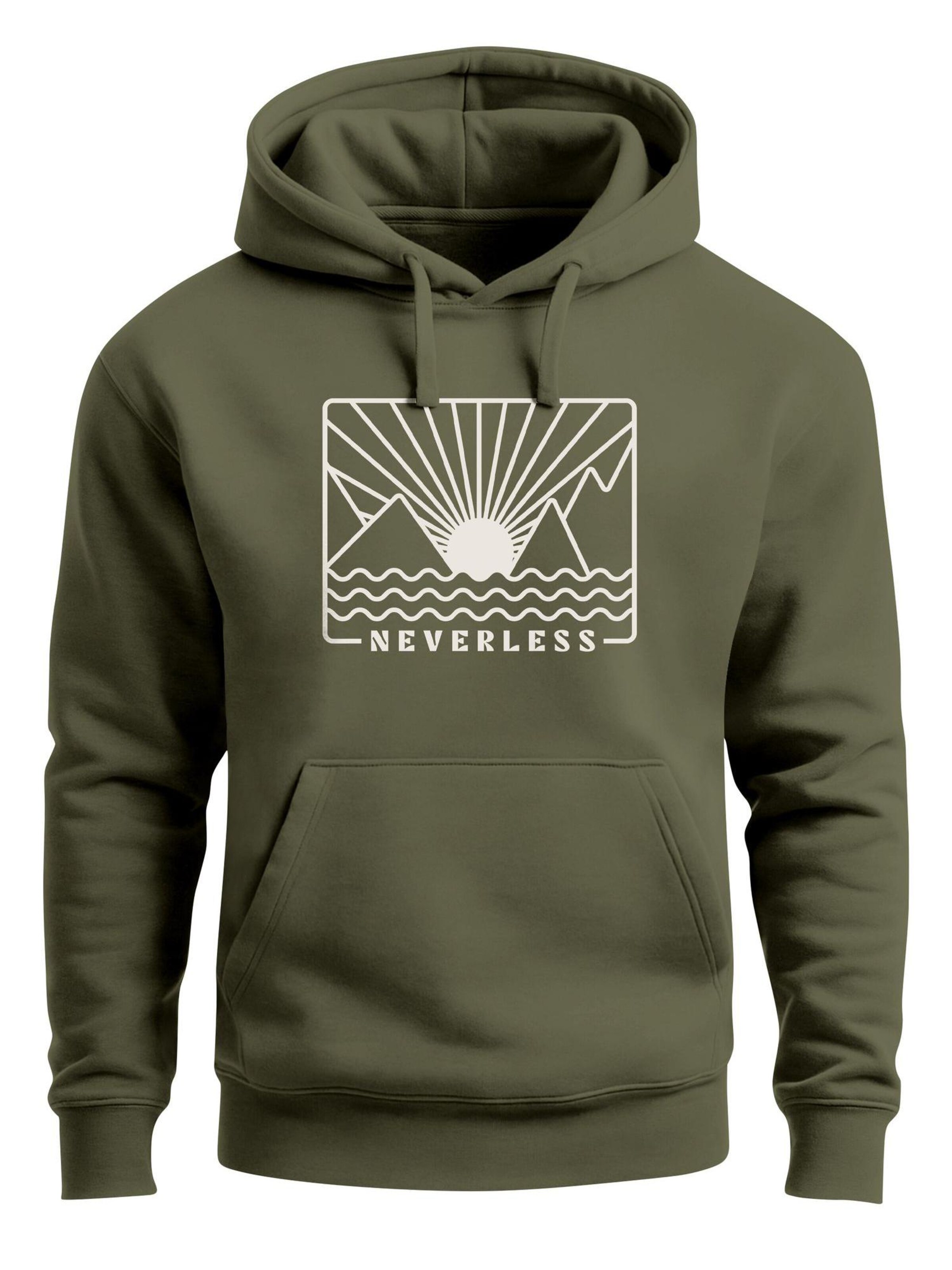 Neverless Sweatshirt 'Sonnenuntergang' in Green: front