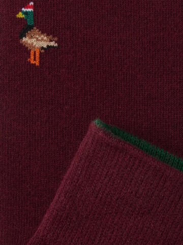 Von Jungfeld Socken 'mit Weihnachtsmotiven' in Rot