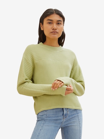 TOM TAILOR DENIM Sweater in Green: front