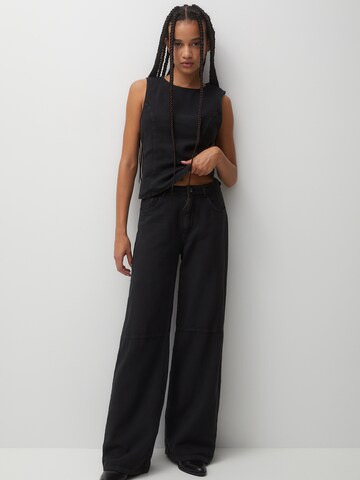 Wide leg Pantaloni de la Pull&Bear pe gri: față