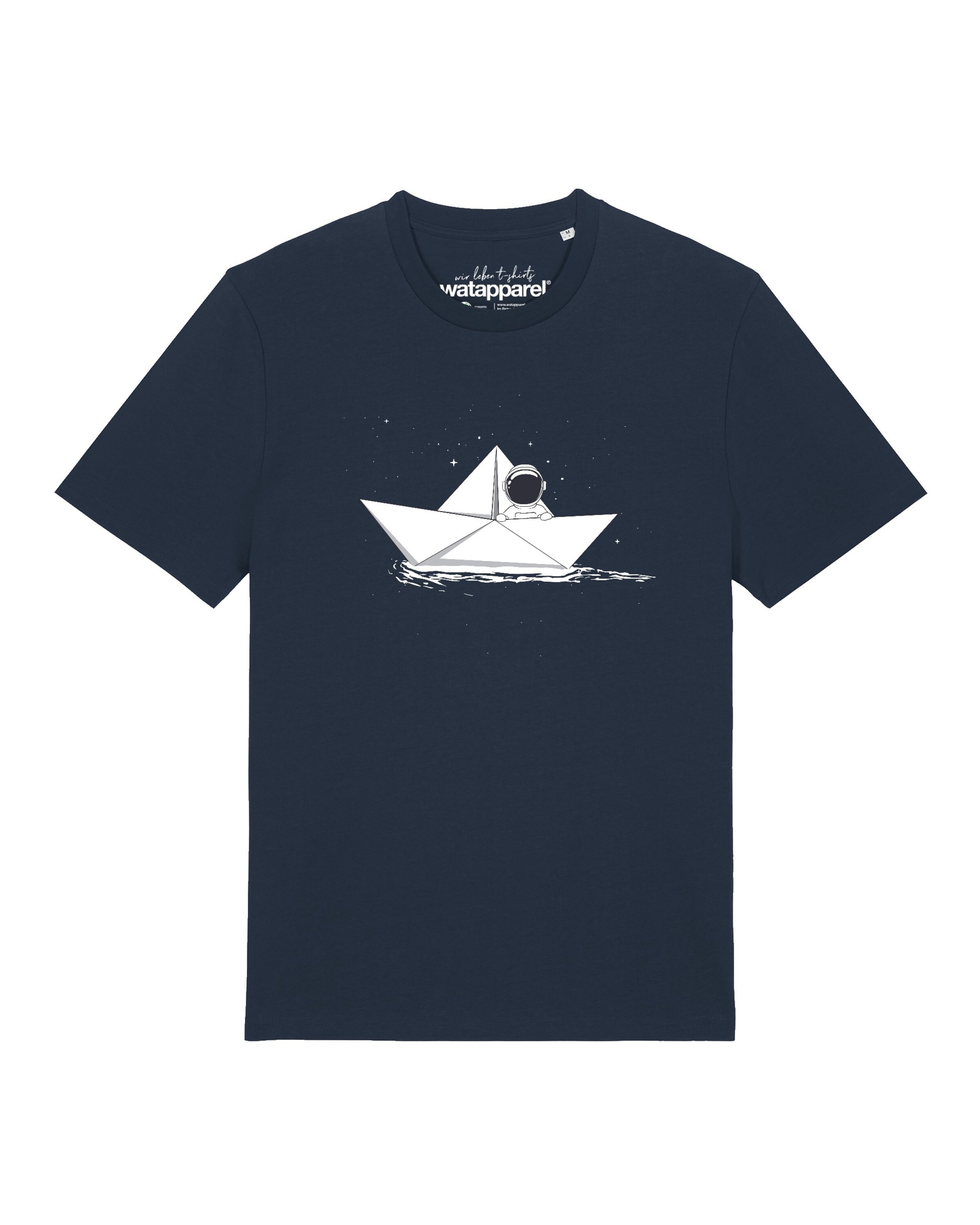 T-Shirt 'Astronaut in paper boat' Watapparel en bleu : devant