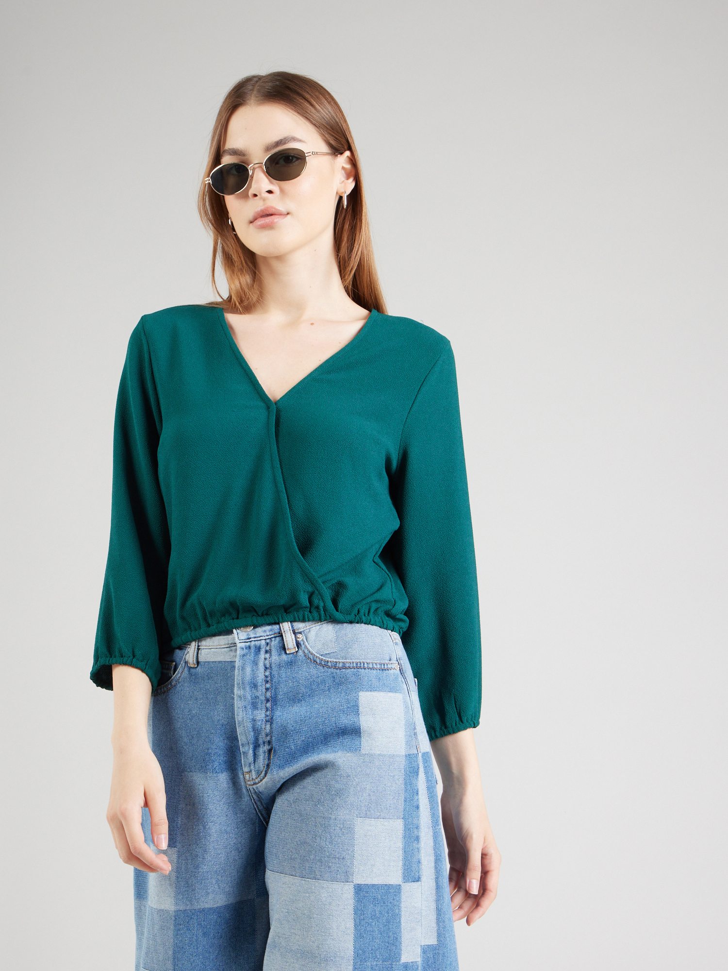 POPYOUNG Camicetta Da Donna In Chiffon – Maniche Corte, Scollo A V, Verde Menta (Taglie Forti Fino Alla 3XL)