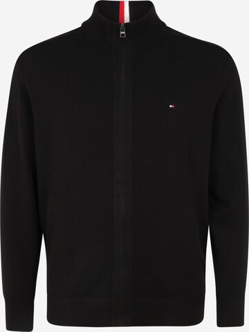 Tommy Hilfiger Big & Tall Knit Cardigan in Black: front