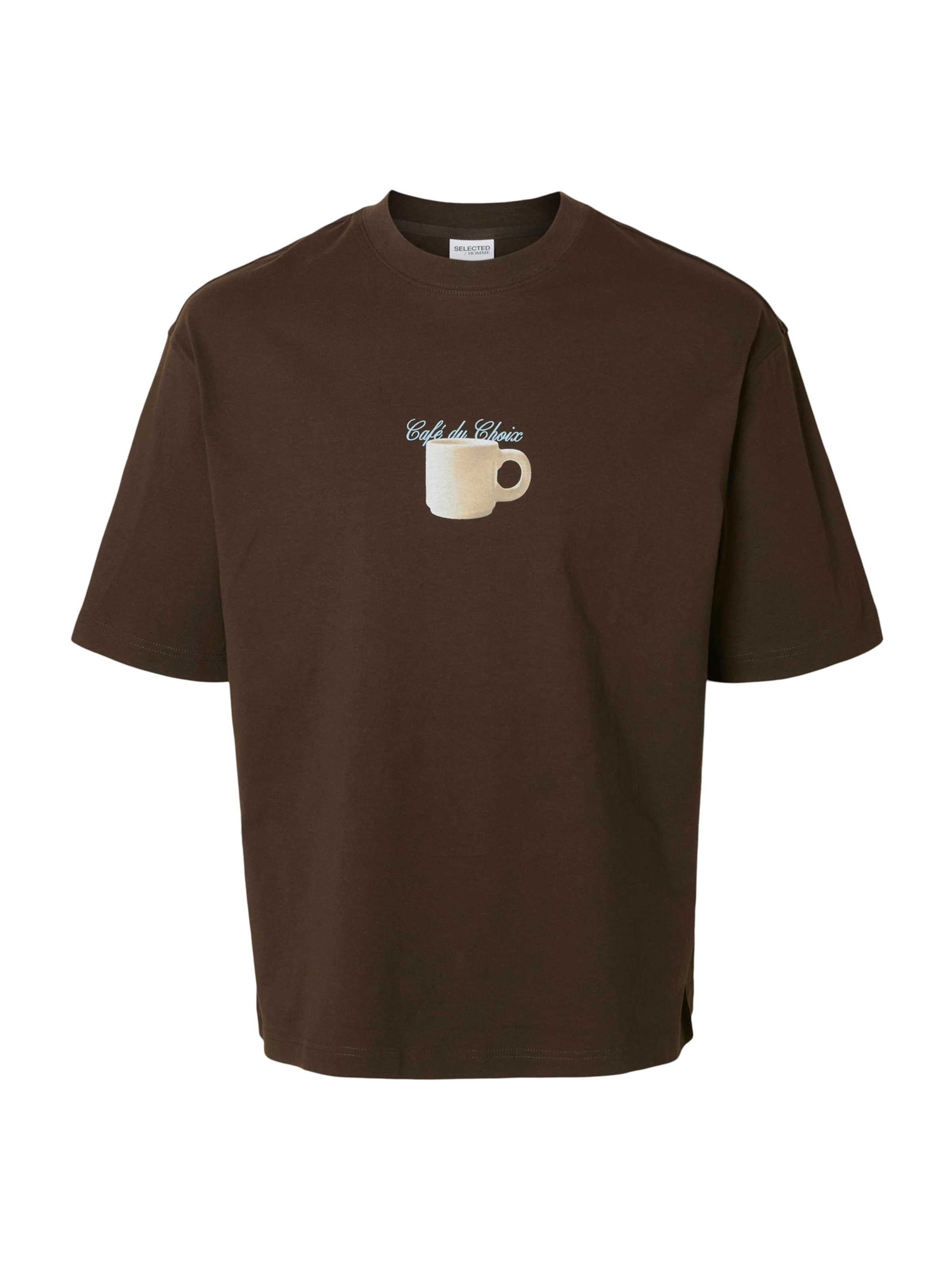SELECTED Футболка 'SLHNorman' в Коричневый: спереди