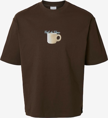 SELECTED Shirt 'SLHNORMAN' in Bruin: voorkant