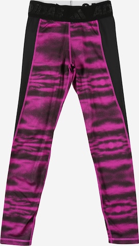 ADIDAS PERFORMANCE Skinny Workout Pants in Pink: front