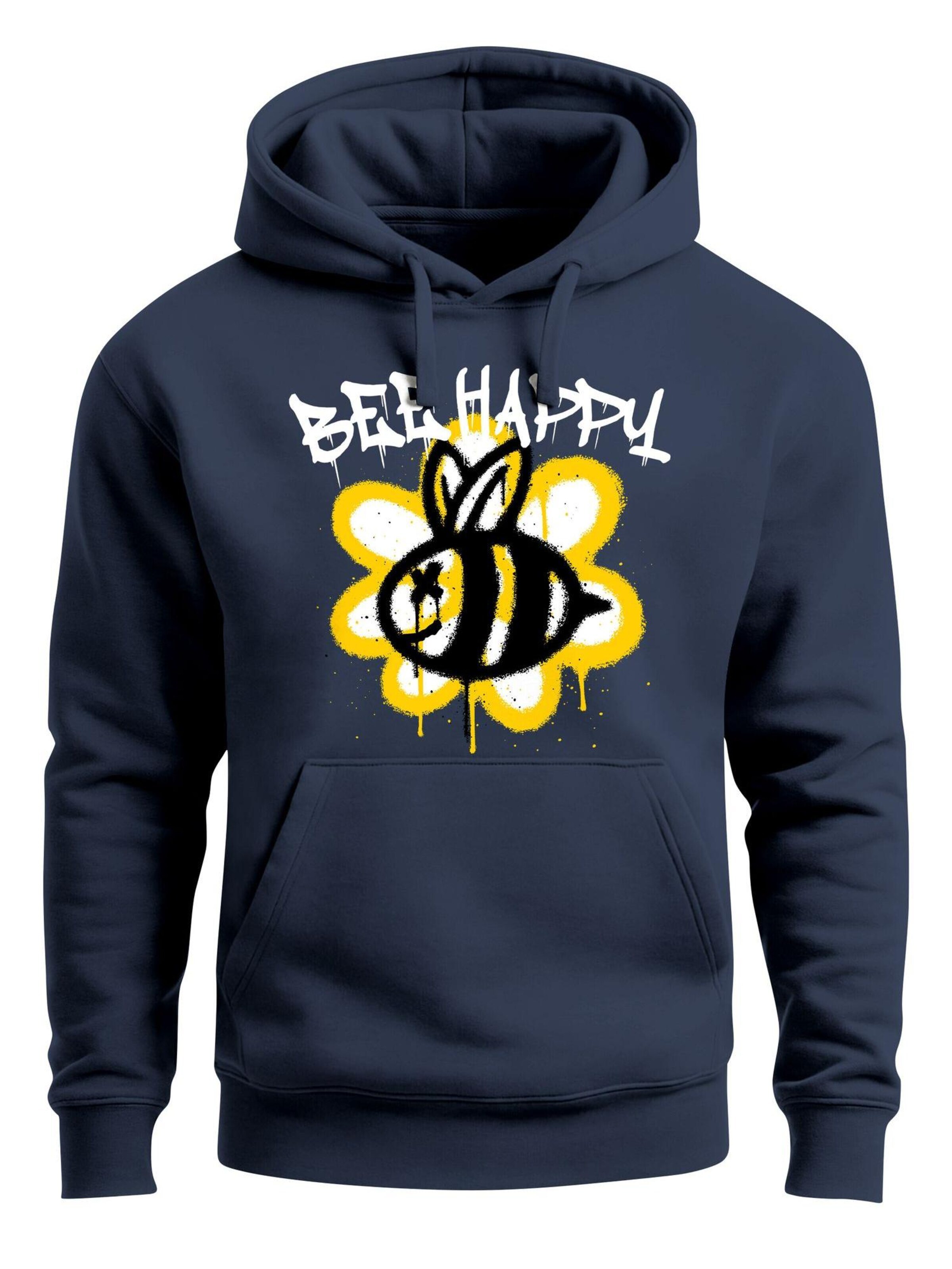 Neverless Sweatshirt 'Bee Happy' in Blue: front