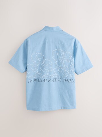 Next Regular fit Button Up Shirt 'Hokusai' in Blue