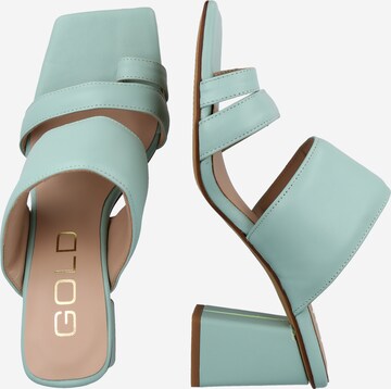 GOLD T-Bar Sandals in Green