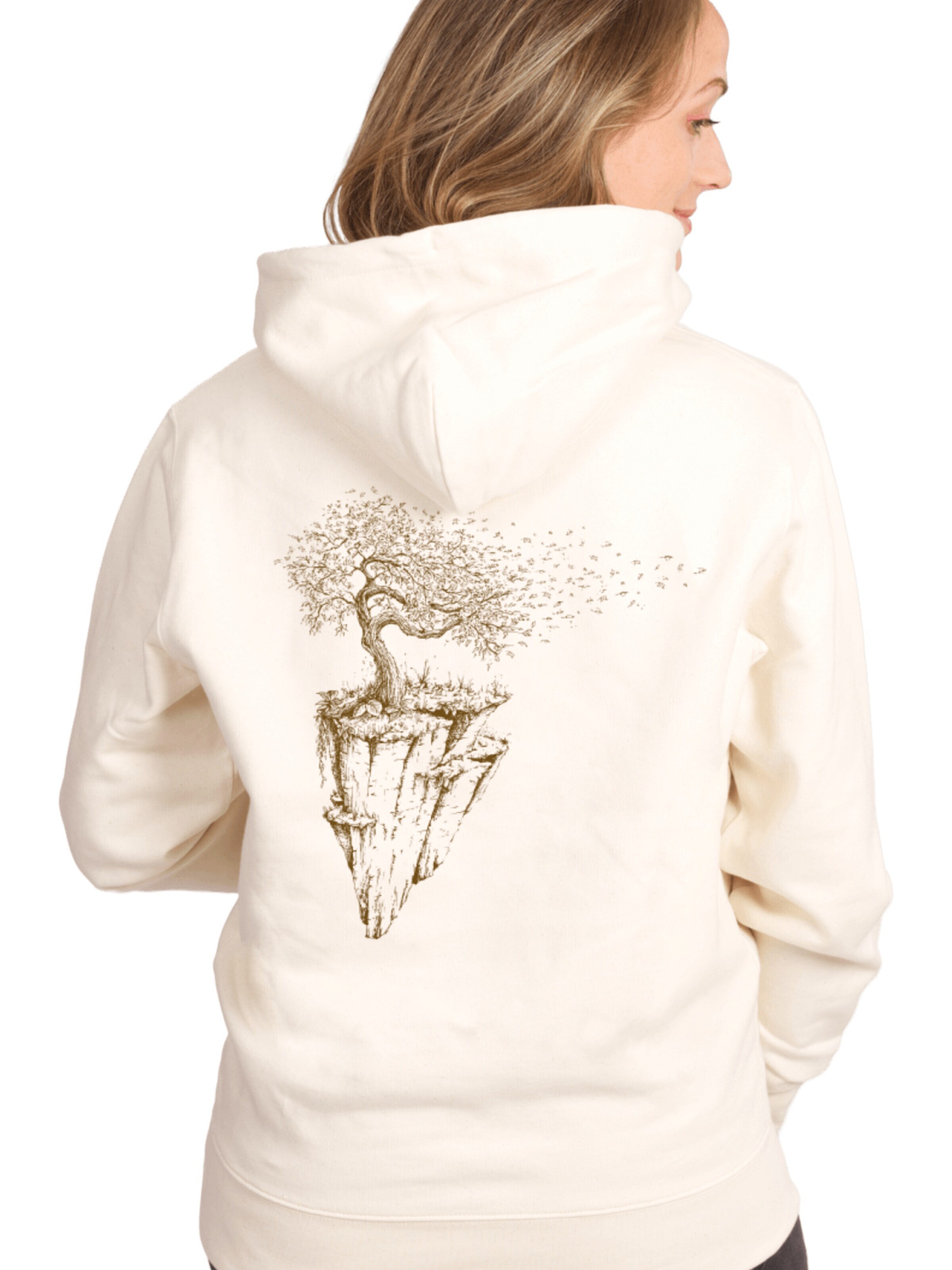 Life-Tree Pullover 'Organic Fairwear Hoodie Unisex Natural Raw Maple Island'‌ in Beige