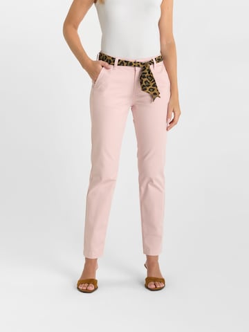Le Temps Des Cerises Regular Chino in Roze: voorkant