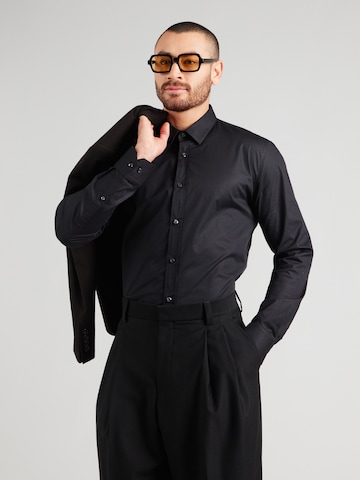 HUGO Kitsas lõige Triiksärk 'Elisha', värv must: eest vaates