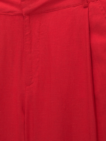 Pull&Bear Široký strih Plisované nohavice - Červená