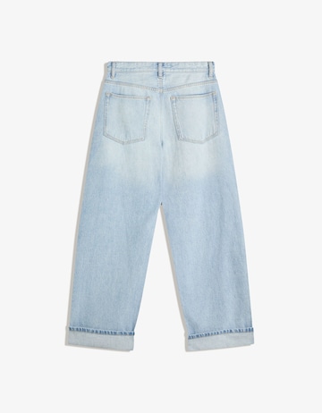 Wide leg Jeans de la Bershka pe albastru