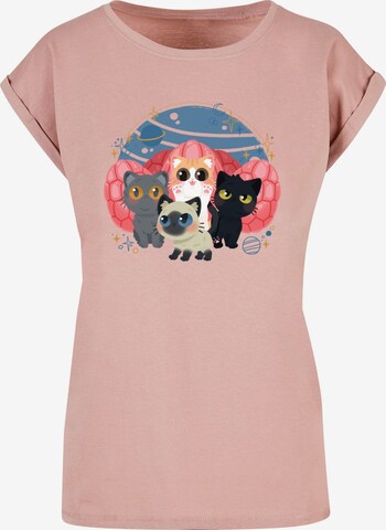 ABSOLUTE CULT Shirt 'The Marvels - Flerkittens Chibbi' in Roze: voorkant