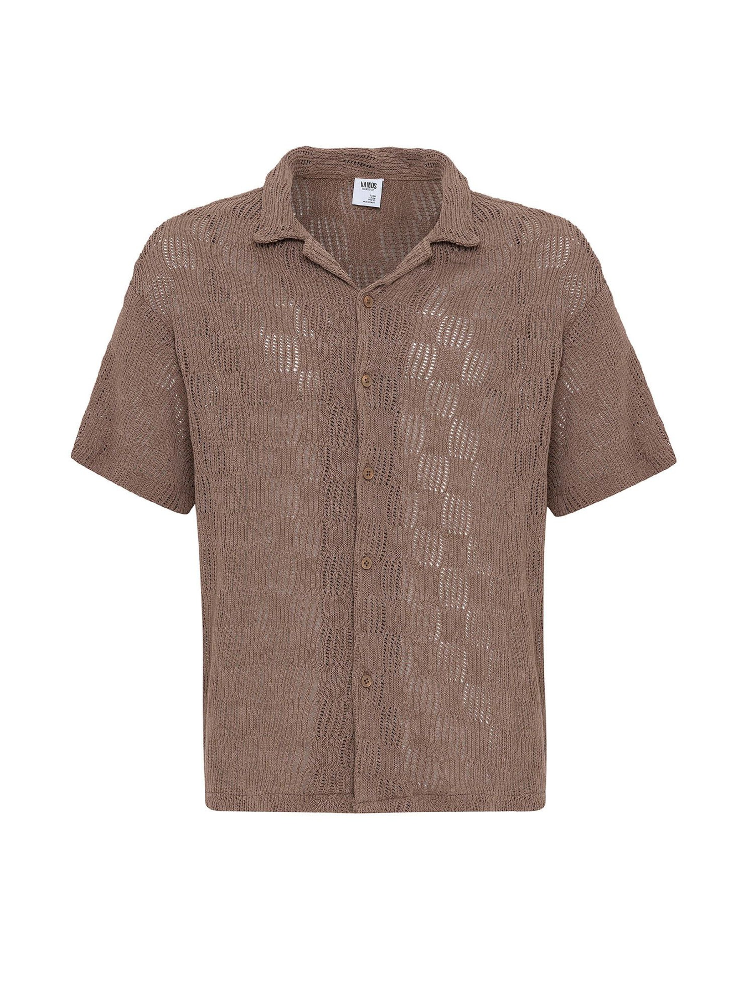 VAMOS CLO Košile – hnědá: přední strana
