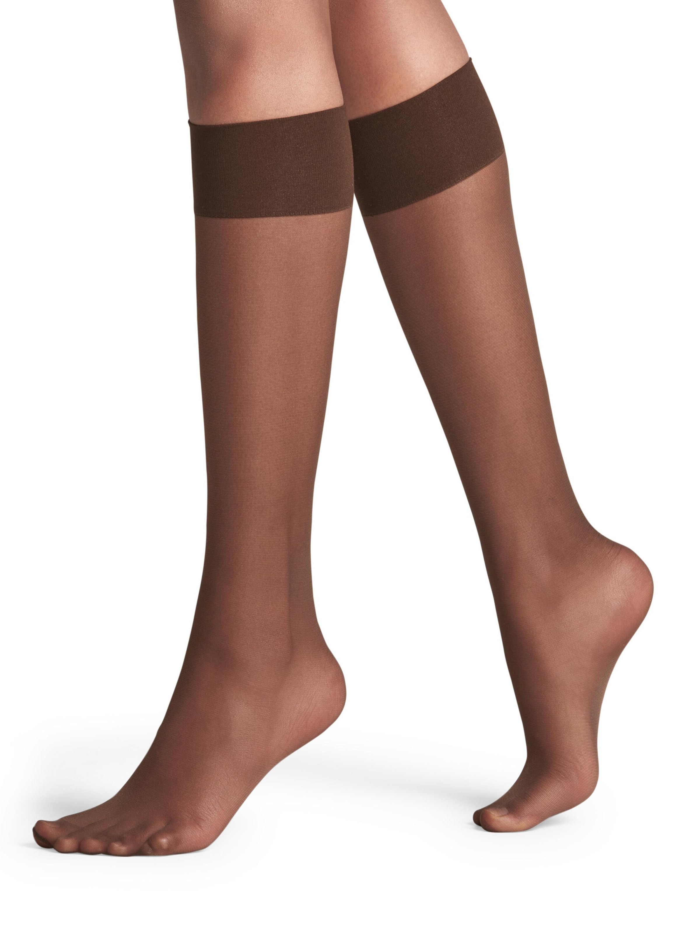 FALKE Knee High Socks 'Pure Matt' in Brown: front