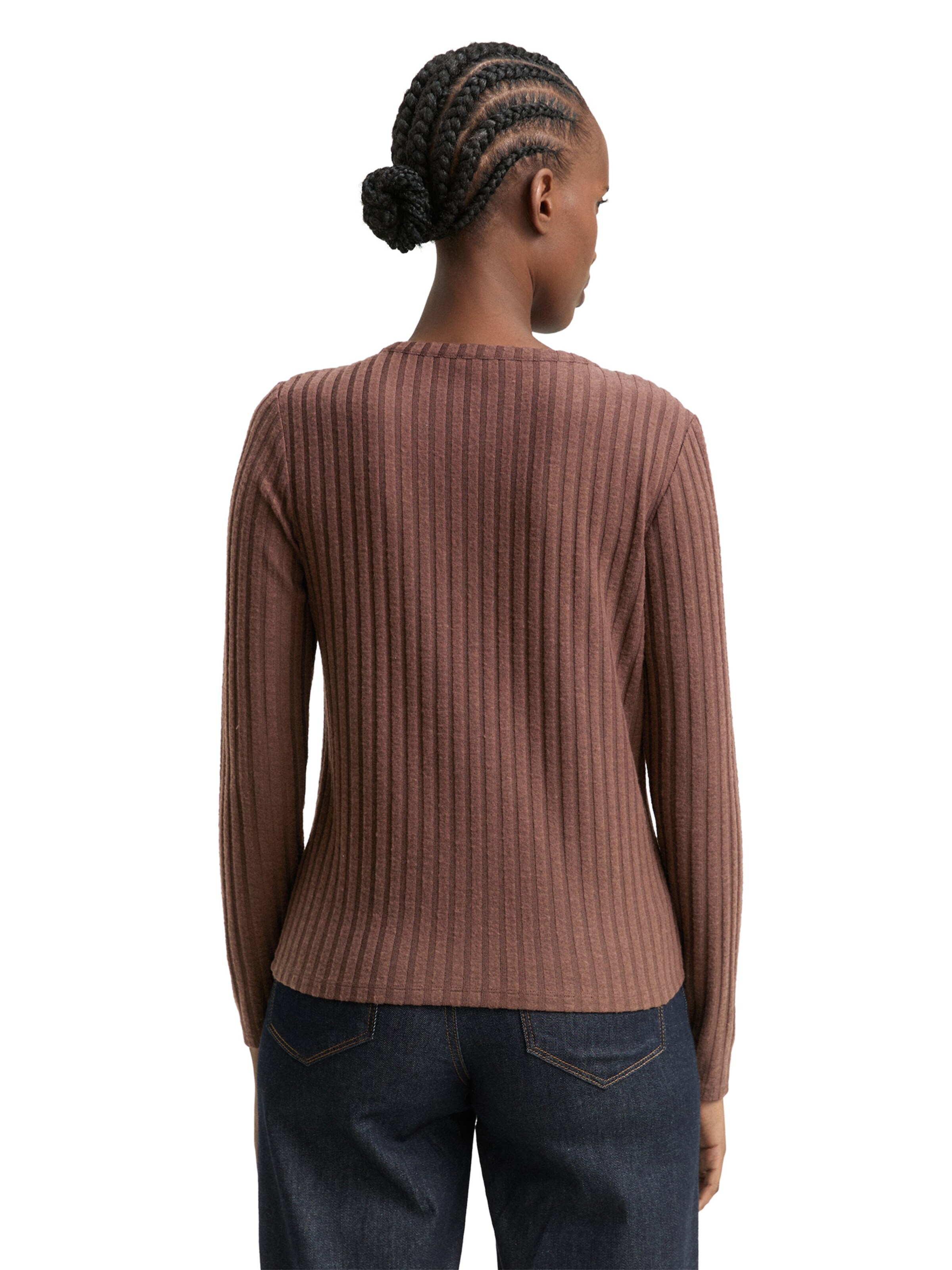 TOM TAILOR DENIM Strickjacke in Braun