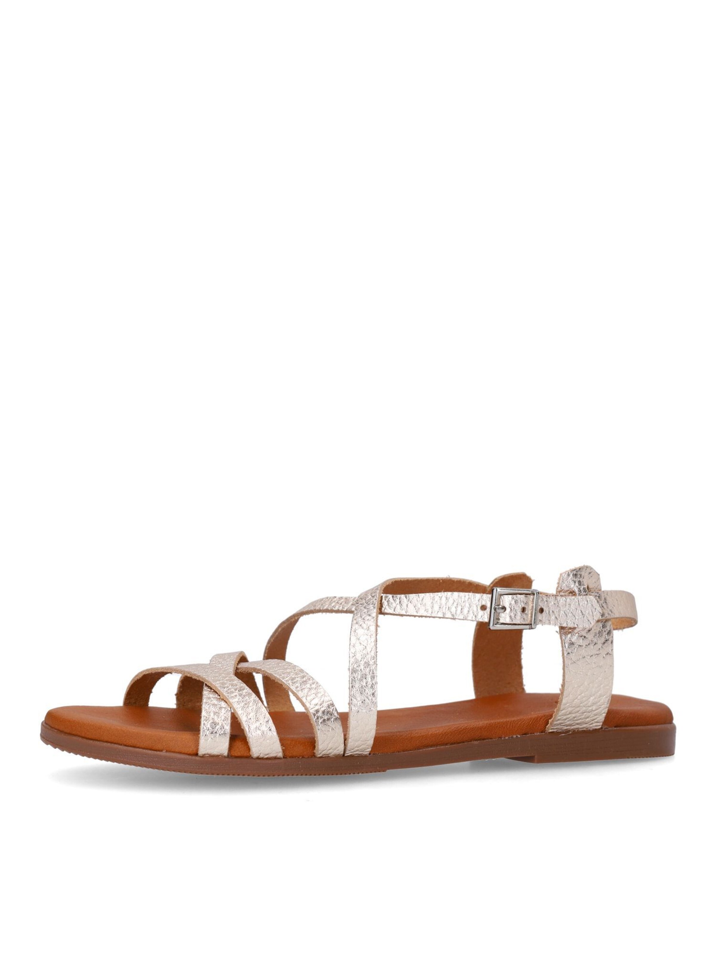 MANFIELD Strap Sandals 'Flache' in Gold: front