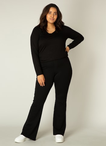 BASE LEVEL CURVY Flared Pants 'Allie' in Black