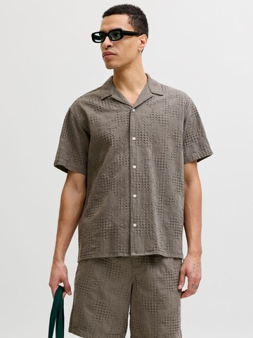 JACK & JONES Comfort fit Button Up Shirt in Green: front